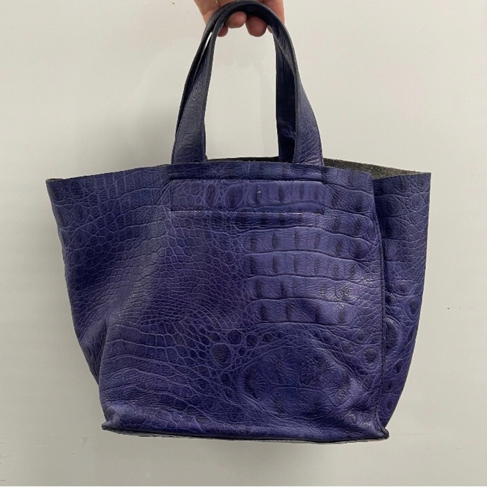 Furla purple Croc skin embossed Leather tote handbag